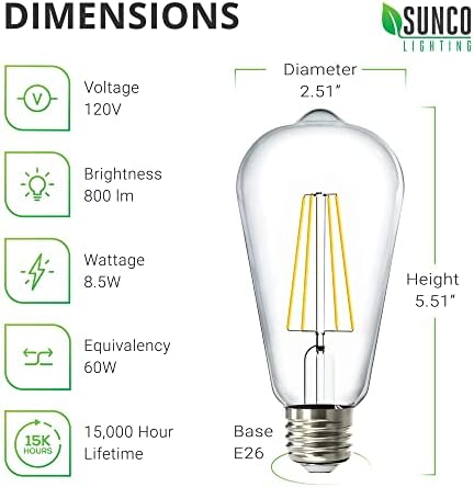 Sunco 32 pacote de lâmpadas led vintage Edison 60w