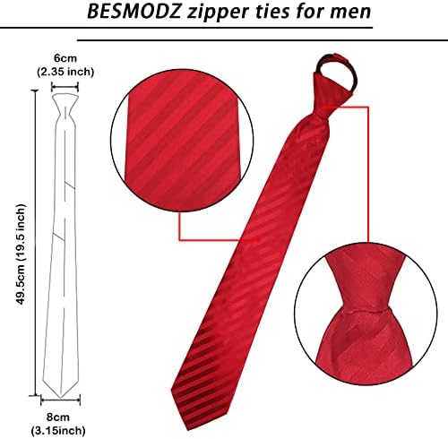 LOTE DE BESMODZ MEN 6 PCS Classic Zipper laços pretados de coloração sólida Conjunto