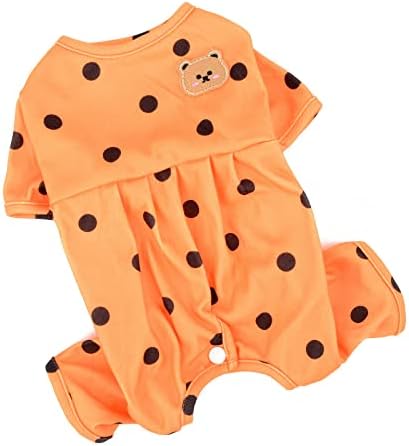 Polinha de macacão de cachorro de cachorro de cachorro pequeno Polca de bolinhas de pão de pãezinhos de pijamas fofos de cachorro confortável, roupas de cachorro de cachorro, traje de gatos respiráveis, laranja, xs