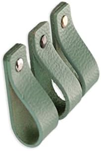 Força bruta - gaveta de couro puxadores - verde pálido - 4 pcs - 6-1/2 x 1 '' - maçaneta de couro - puxadores de cômoda de couro -