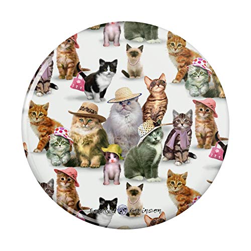 Gráficos e mais gatos gatos em chapéus padrão compacto bolso bolso espelho de maquiagem cosmética