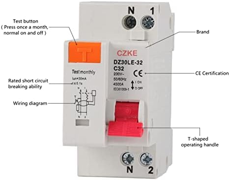 Infri DZ30LE-32 RCBO 1P+N MCB 230V 36MM Circuito de corrente residual com proteção de vazamento de corrente mais curta 10A-32A