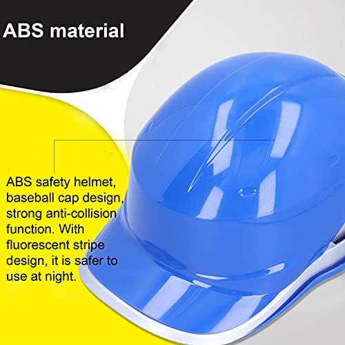Hard -chapéu de segurança azul, equipamento de proteção com aba completa, capacete ajustável com faixa reflexiva para