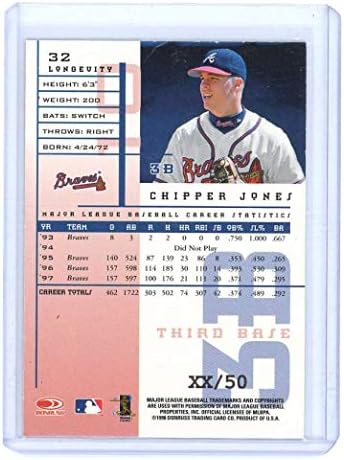 1998 Leaf Longevity Executive Edition #32 Chipper Jones Atlanta Braves - perto de Mint Condition Ships em New Holder