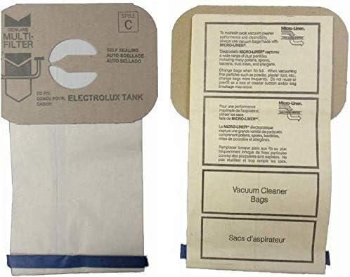 DVC Micro -Relined Paper Substaction Bags Style C Fit Electrolux Modelos - 12 sacos