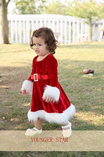 Férias de férias de Natal Santa Sparkle Hood Red Dress com cinto