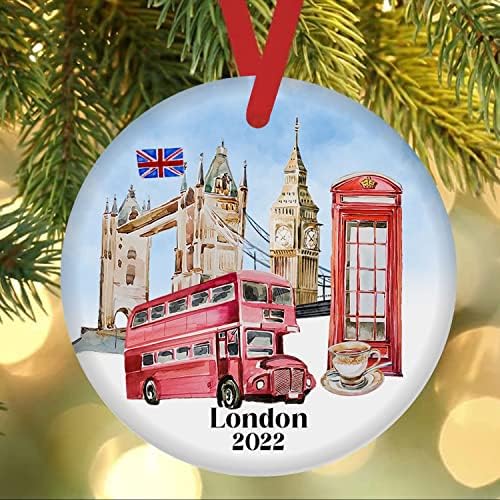 Eu amo o ornamento da árvore de Natal da cidade de Londres, ornamento de Natal 2022 da cidade, ornamento de árvore pendurada