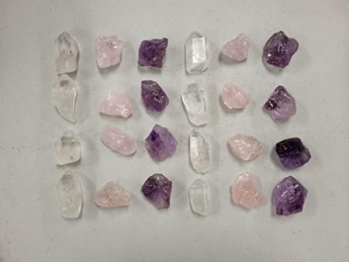 Conjunto de cristal de cristal de cura do MineralUniverse - cristal de ametista, cristal de quartzo rosa, ponto de cristal de quartzo