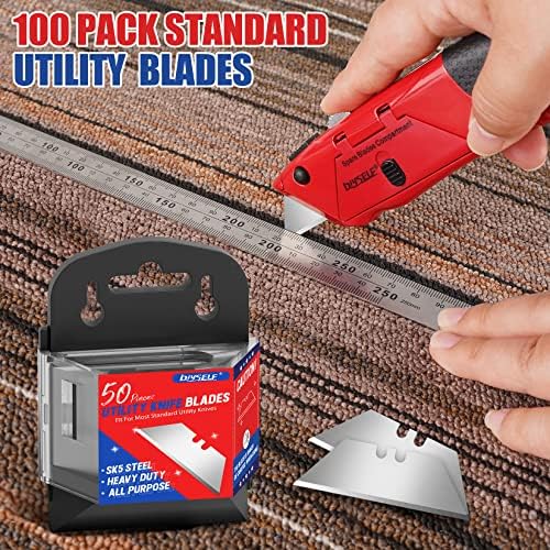 DiySelf 2Pack Utility Knife Box Cutter retrátil e 50pack Utility Knife Blades Cutter Blades