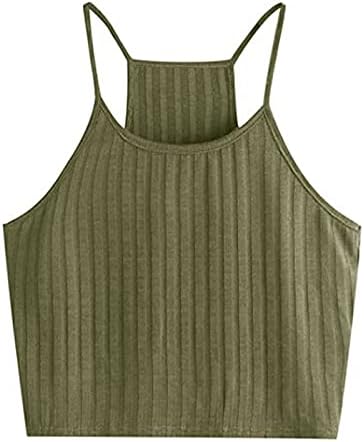 Jjhaevdy feminina Camisole Breatível Camise de cor sólida e respirável Camiseta