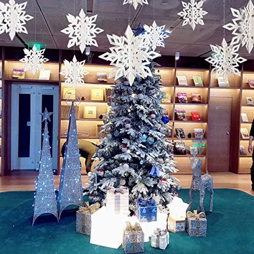 Martine Mall 12pcs Natal Inverno pendurado flocos de neve papel de natal flocos de neve ornamentos pendurados na decoração