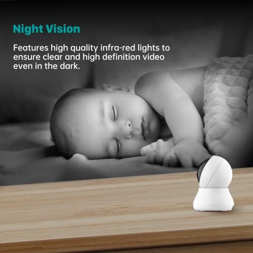 Câmera de segurança interna 2k, septekon 360 ° Câmera de animais de estimação de monitor de bebê de 360 ​​°, câmera Wi-Fi de 2,4 GHz com visão noturna, detecção de movimento, sirene de áudio bidirecional, cartão de nuvem/sd, compatível com Alexa, branco