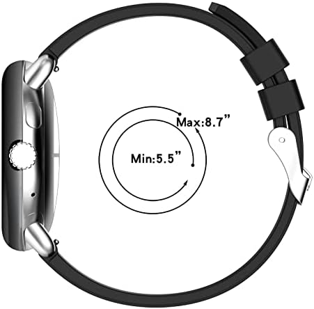 Disscool Substituição de pulseiras compatíveis com o Google Pixel Watch, pulseira de silicone macio ajustável de 20 mm com acessórios de relógio de liberação rápida