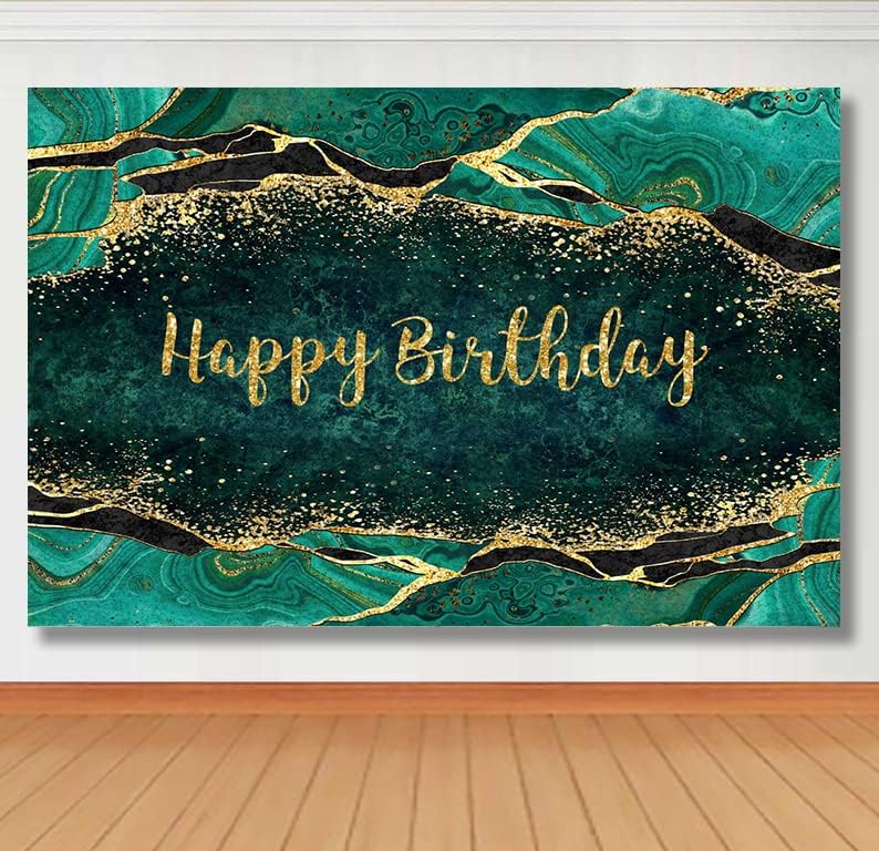 Lofaris Emerald Green e Gold Birthday Photography Beddrop Happy 30th 40º 50º Anterior Para qualquer idade feminino Aniversário