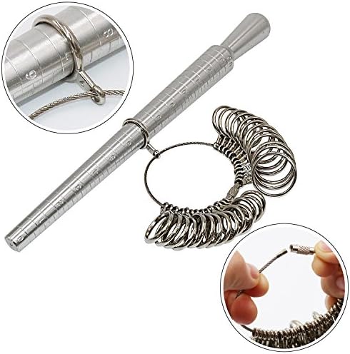 Phyhoo Ring Sizer Set Set Metal Ring Ring Mandrel Kit de anel de anel de anel de dedo Tamanho do dedo anéis Dimensionamento
