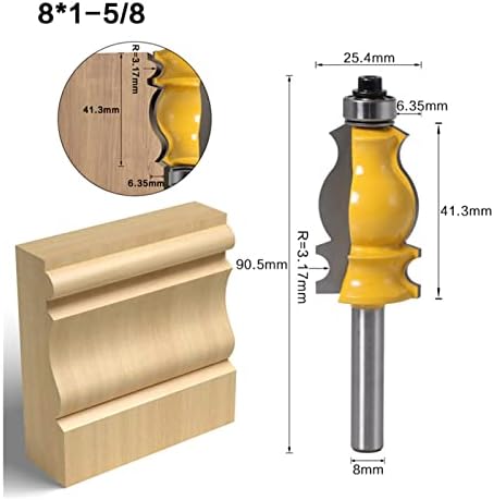 LRJSKWZC Bits de roteador 1 peça de 8 mm de arame de madeira de arame de madeira de madeira redonda caça -níqueis de caça -níqueis de fábrica de moinho de fábricas de madeira moagem de moinho de madeira com rolamento 5 estilos