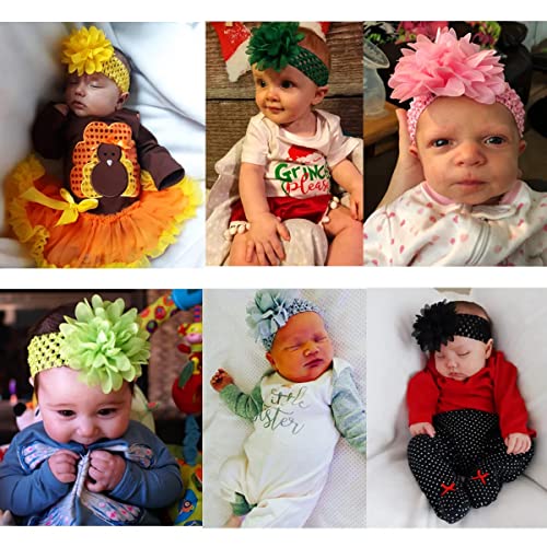 WillingTee 30pcs Baby Girls Bandas de cabeça Chiffon Flor macio Arnalha de cabelo Acessórios para cabelos para meninas
