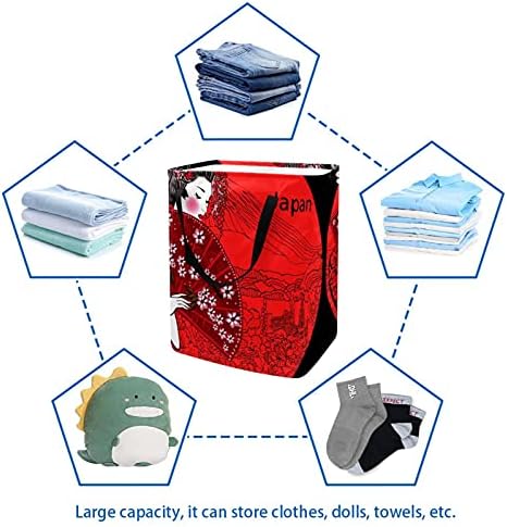 Cesto de lavanderia kapotofu com alça, mulher japonesa dobra de armazenamento de algodão dobrável para roupas