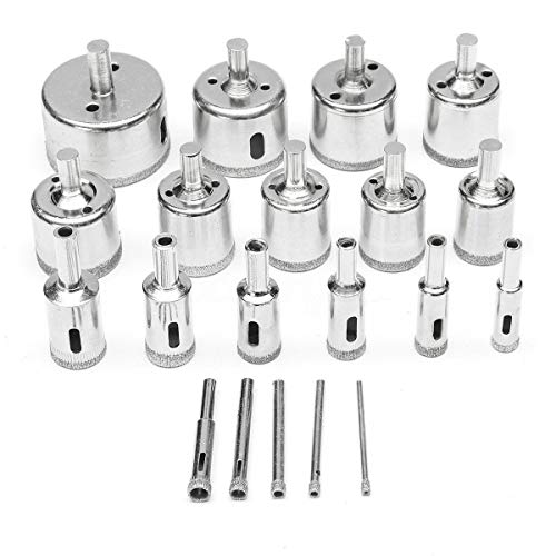 1pcs Bits de broca de diamante para cerâmica, broca de vidro Biços de broca, broca de vidro, mármore, pedra em granito, vasos, telhas, 4mm-45mm 17 tamanhos para escolher