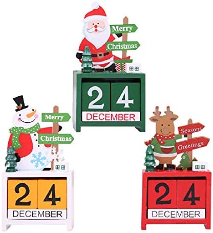 Número do calendário da contagem regressiva do advento de Natal Data de madeira bloco de madeira decoração de calendário de