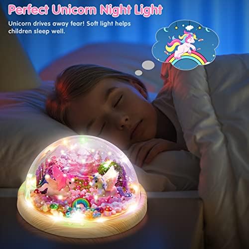 Make Your Own Unicorn Night Light - Kit de terrário de unicórnio para crianças, artesanato novidade noturna para meninas