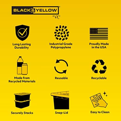 Contêineres de armazenamento resistentes de 17 galões em preto e amarelo, extremamente durável®, 4-pacote
