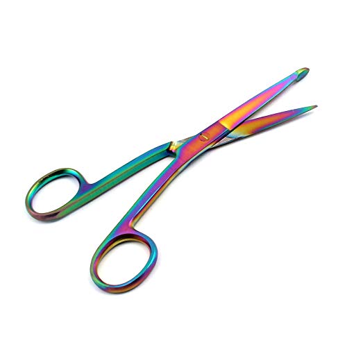 Laja Importa Conjunto de 10 Multi Titanium Color Rainbow Knowles Bandage Scissors 5 1/2 Aço inoxidável reto e angular