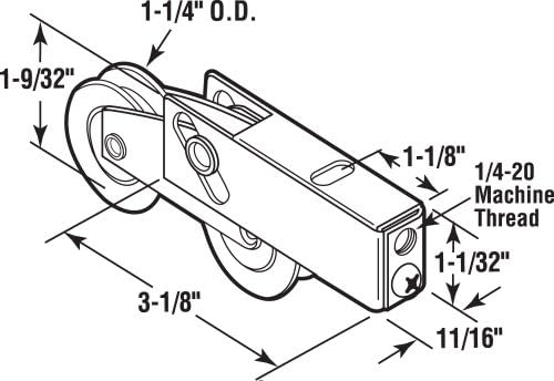 Slide-Co 132403 montagem de rolos em tandem de porta deslizante com rolamento de bola de aço de 1-1/4 polegadas