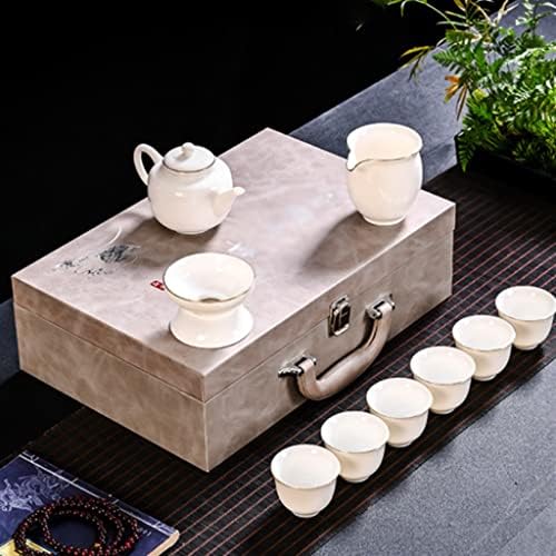 Zlxdp porcelana branca chinesa kung fu conjunto de chá com desenho branco presente de presente para presentes da caixa de presentes