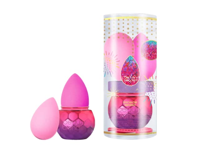 BeautyBlender Disclelow Inferno, conjunto de 5 peças-2 esponjas de maquiagem, limpador de esponja e escova, limpeza