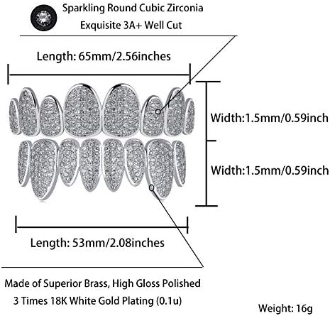 TopGrillz 18k Goldado de ouro simulado 8 grades de diamante superior e inferior para os dentes com barras de moldagem extras