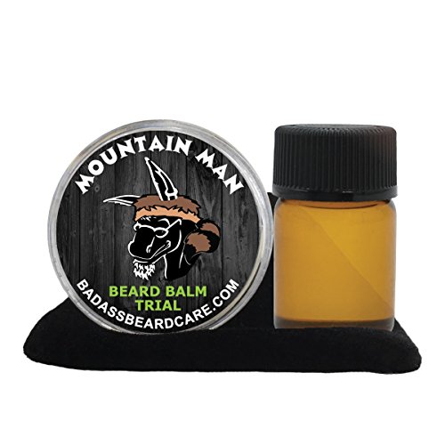 Pacote de óleo de barba de barba Badass Cuidado e Balma para homens - Mountain Man Scent - Ingredientes naturais, mantém a barba e o bigode cheio, reduz a coceira e a pele escamosa, promove um crescimento saudável