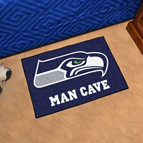 Fanmats 14369 Seattle Seahawks Man Cave Starter Mat Accent Rug - 19in. x 30in. | Tapete de decoração para fãs de fãs de esportes e tapete de utilização não autorizada