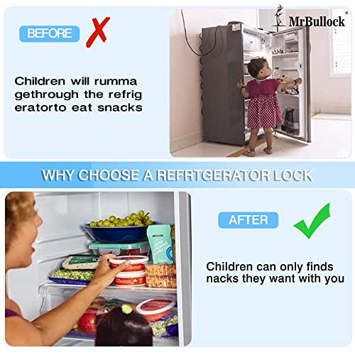 Mrbullock 2 pacote geladeira trava de geladeira para crianças calçadas de segurança infantil sem chaves bloqueios