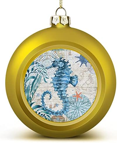 Bolas de Natal de cavalo marinho do oceano antigo estabelecem grandes decorações de árvores de natal bluk para 4pcs externos externos