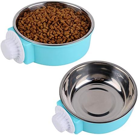 UpsCool Crate Dog Bowl, Removável Aço inoxidável pendurado Pet Cage Bowl Comida e alimentador de água Copa de cooperamento