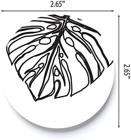 Esboço de folhas preto branco 2,75 x 2,75 montanhas -russas de cerâmica de 2 de 2
