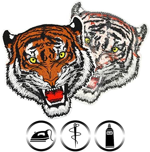Bangal Tiger Head Bordeded Sew on Patch - Ferro em remendos para amantes de animais, amantes da vida selvagem indianos - emblema