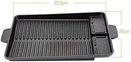 Czdyuf Aluminium Fring Pan-Reversível, preto reversível, panela preta com alças duplas, adequado para fogões e grelhas