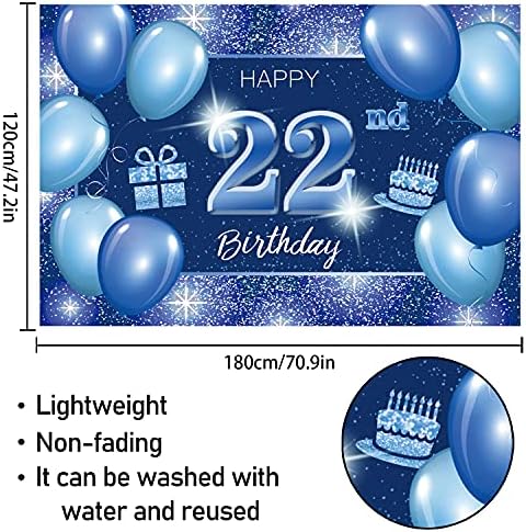 Feliz aniversário de 100º aniversário, decoração de banner azul - Dot Glitter Sparkle Decorações de temas de festa de aniversário