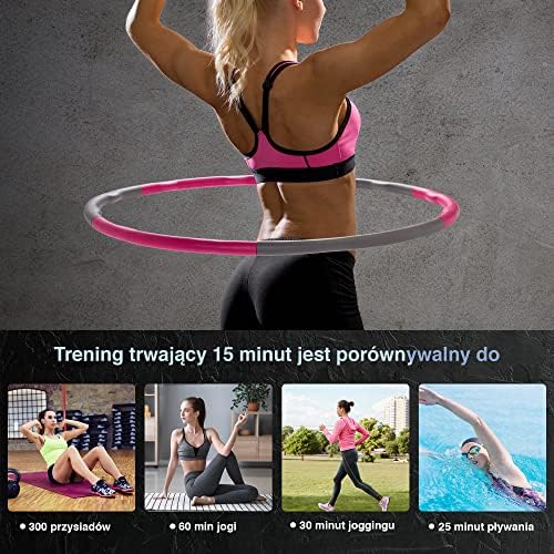 Ultrasport Hula Hoop, para fortalecer os músculos das costas e abdominais, 6 peças que se encaixam, montagem fácil, espuma macia, menos solavancos, para iniciantes e usuários avançados