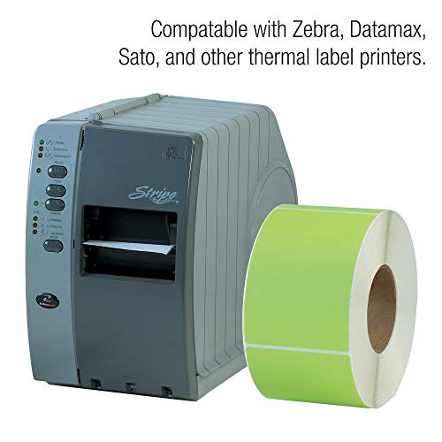 Etiquetas/adesivos de transferência térmica, 4 x 6, verde, 1000 rótulos por rolo