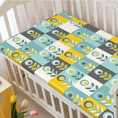 Mini lençóis de berço com temas do Seafoam, lençóis de berço portáteis lençóis macios e respiráveis ​​lençóis de colchão de colchão ou lençol de criança, 24 x38, multicolor