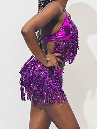 Saia de dança da barriga de Kakaco com lantejoulas de lantejoulas de colheita Fringe Selt Sett Rave Dance Bra Top Festas Costums para mulheres e meninas