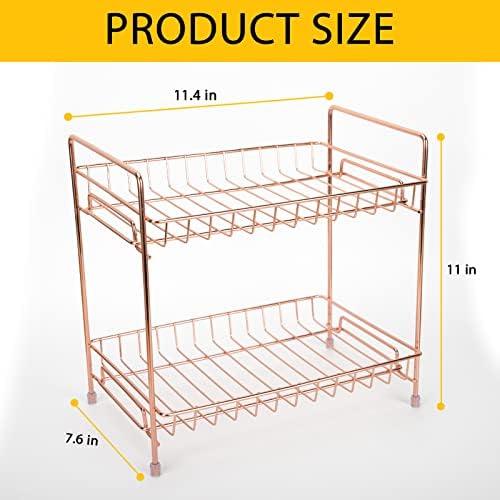 Countador de banheiro de duas camadas de Yicochi, armazenamento de canto de especiarias de cozinha Organização do caddy Stand para