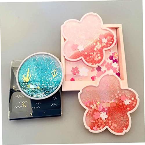 Coaster Copo de tapete resistente ao calor Pad Glitter Glitter Shakura com areia movediça e reutilizável para a mesa de bebida cozinha rosa