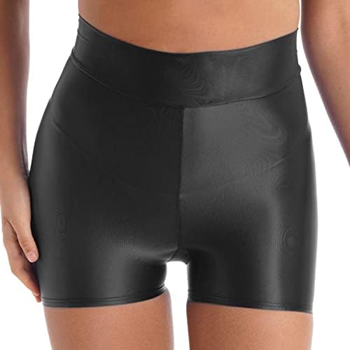 Shorts de cintura alta lustrosos femininos Biciclas shorts de ciclismo Fitness Running Gym Shorts Bottilho