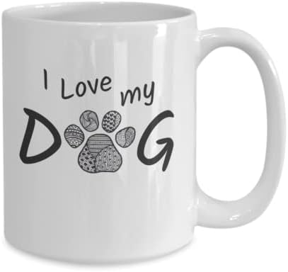 I Love My Dog Caneca Presente para amantes de cães PAW PRIMENT Design Tea ou Coffee Cup para donos de animais de estimação