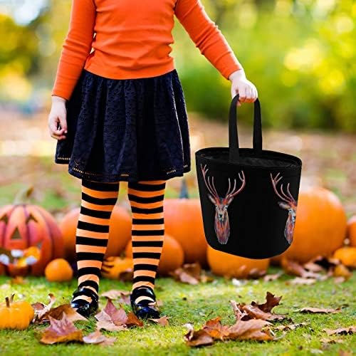 Rena Head Cabeça Funnal Halloween truque ou tratamento Bucket Candy Best Tote Saco para Decoração de Party Hoilday