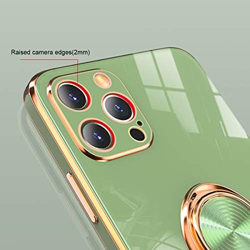 Anowner Compatível com o iPhone 11 Pro Max Ring Helder Case Shiny Plating Rose Gold Edge de 360 ​​graus Rota de rotação